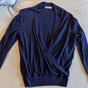 Reitmans Navy Blue Cross Wrap Pullover Sweater